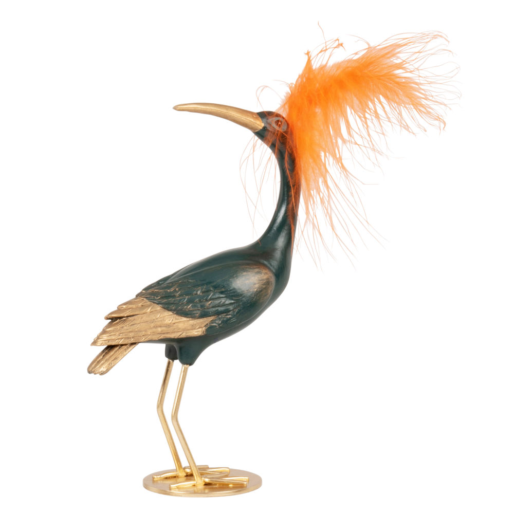 Statuette ibis vert et doré avec plume rouge H15 Statuette ibis vert et doré avec plume rouge H15