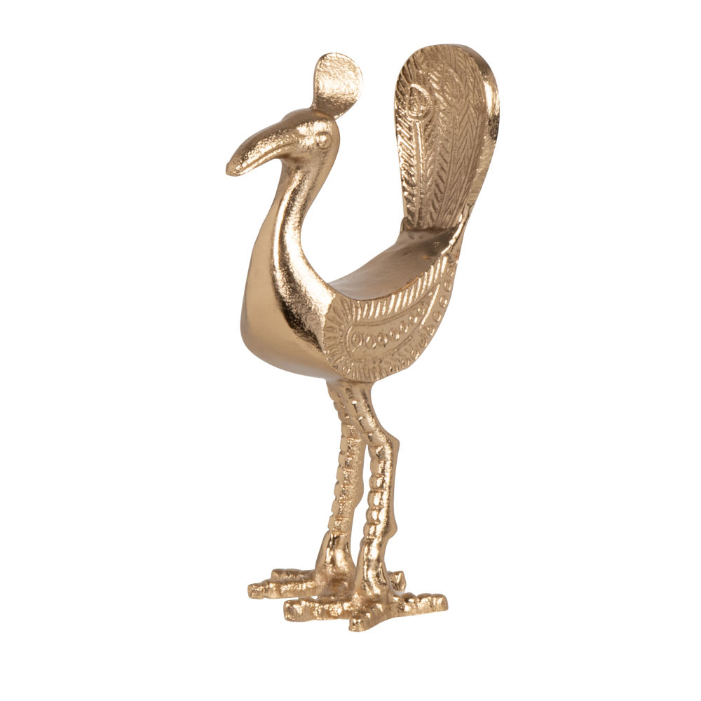 Statuette oiseau en métal doré H20