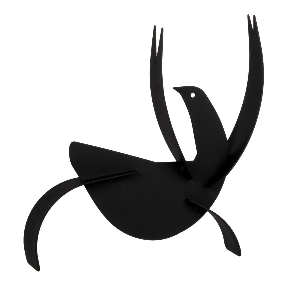 Statuette oiseau en métal noir stylisé H18