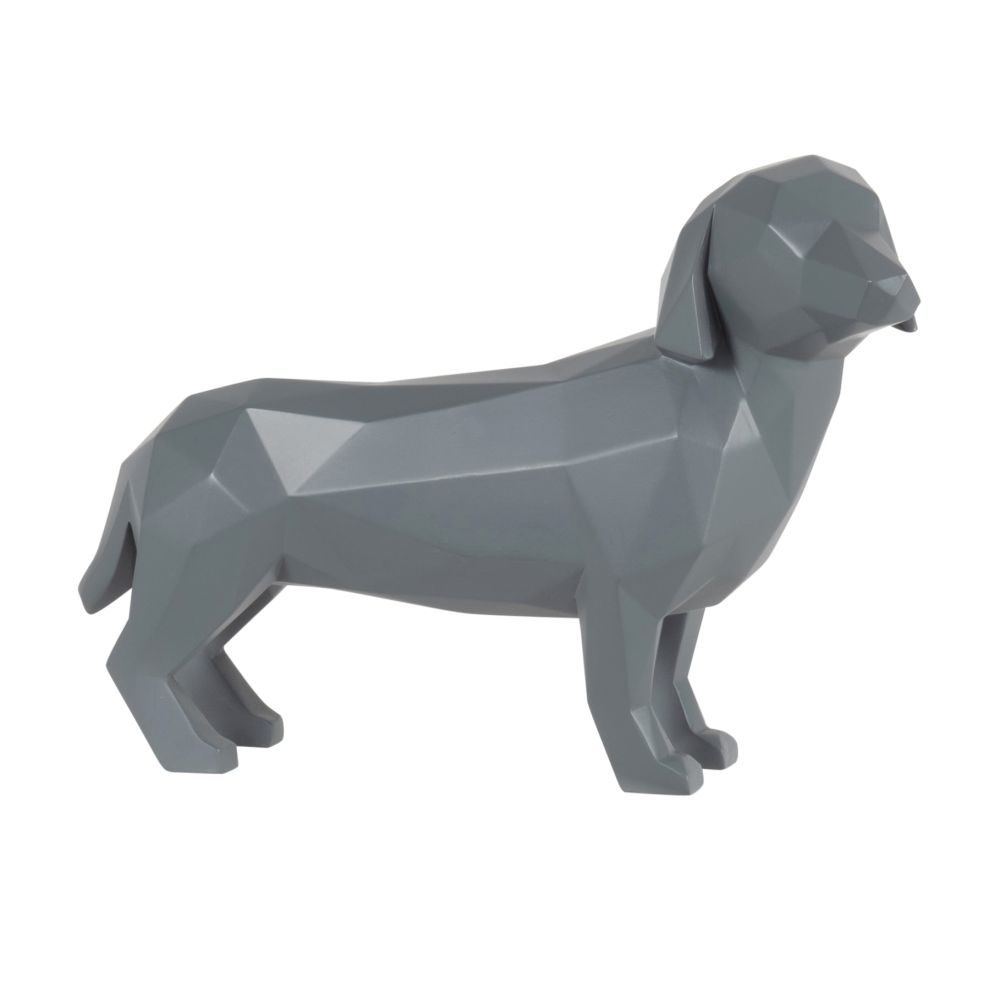 Statuette origami teckel gris anthracite H21 Statuette origami teckel gris anthracite H21