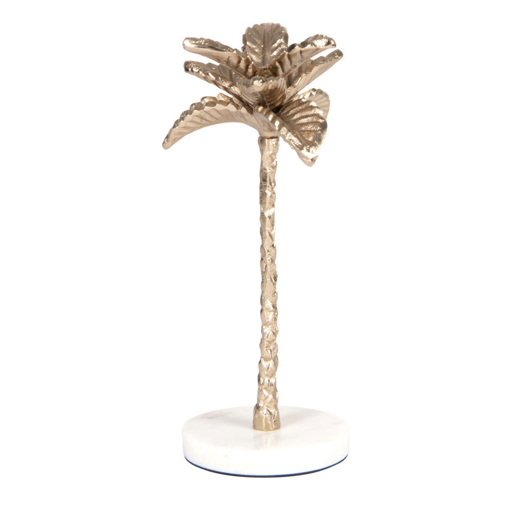 Statuette palmier en aluminium doré et marbre blanc H26 Statuette palmier en aluminium doré et marbre blanc H26