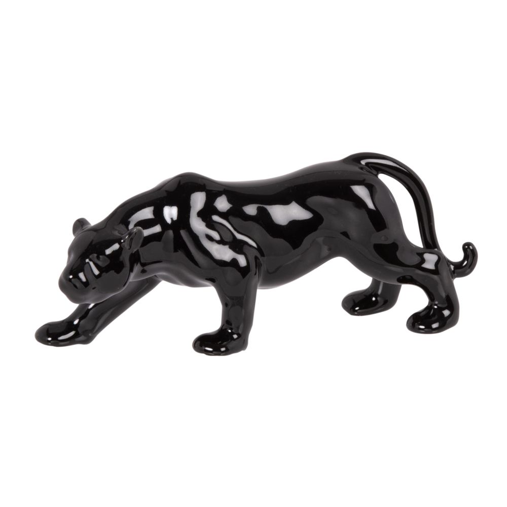 Statuette panthère en porcelaine noire H9 Statuette panthère en porcelaine noire H9
