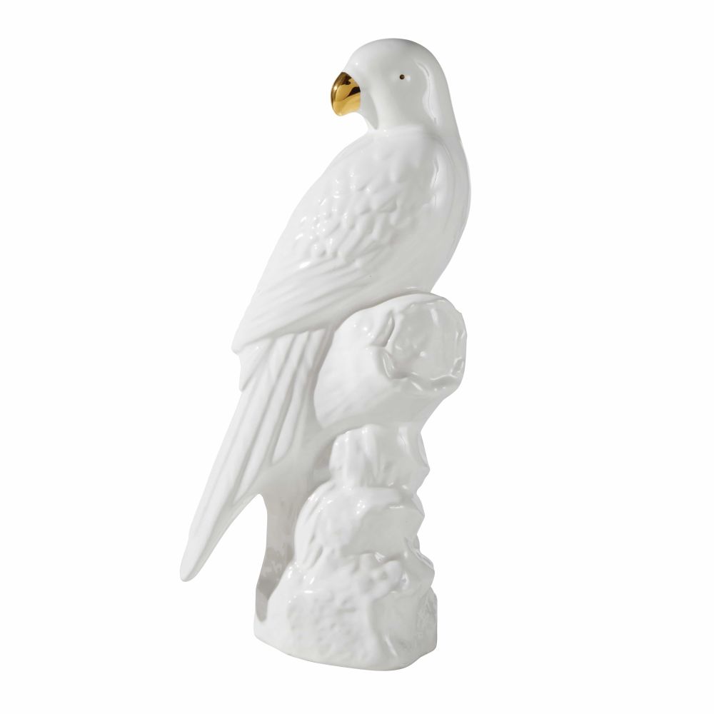 Statuette perroquet en céramique blanche H32 Statuette perroquet en céramique blanche H32