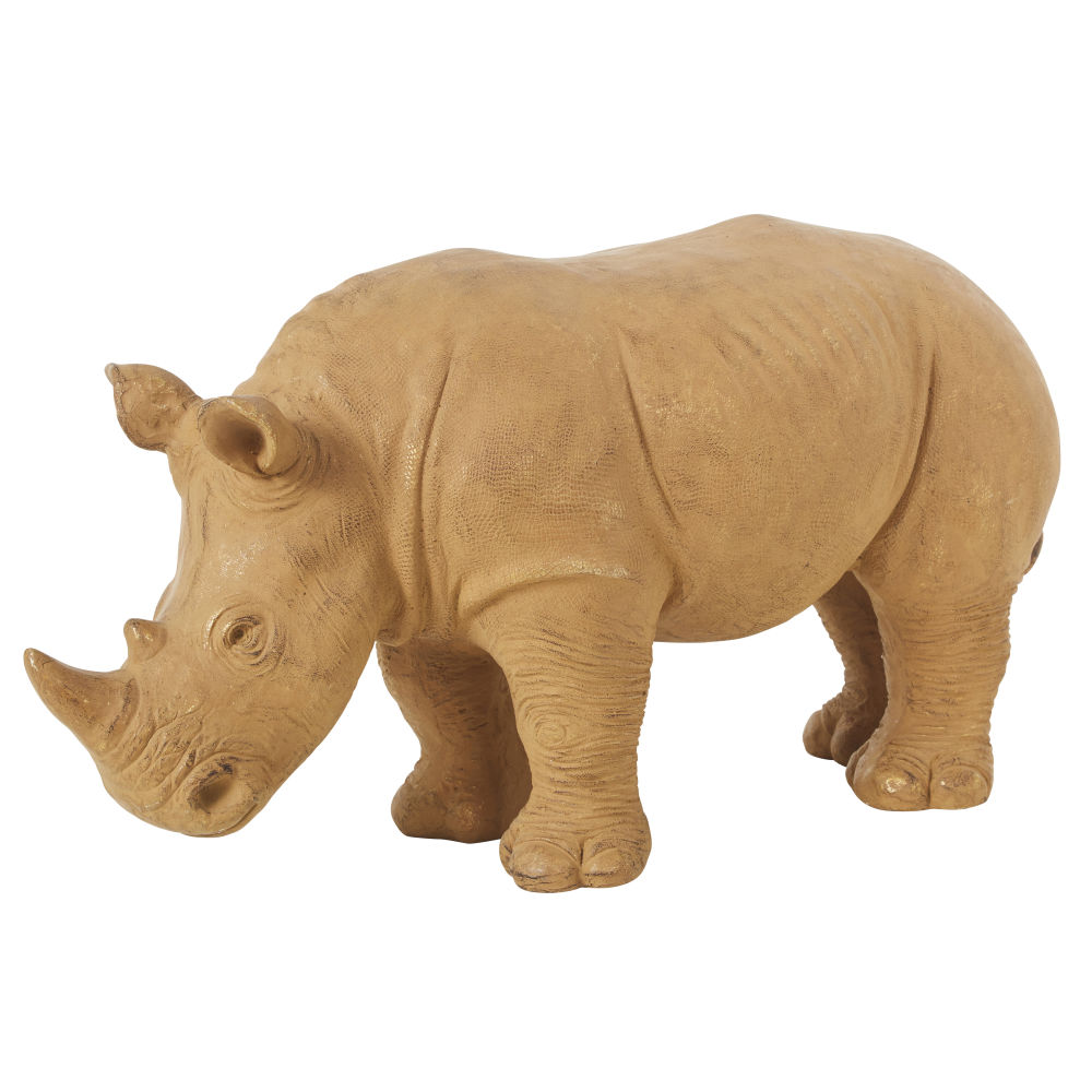 Statuette rhinocéros en magnésium beige H37 Statuette rhinocéros en magnésium beige H37