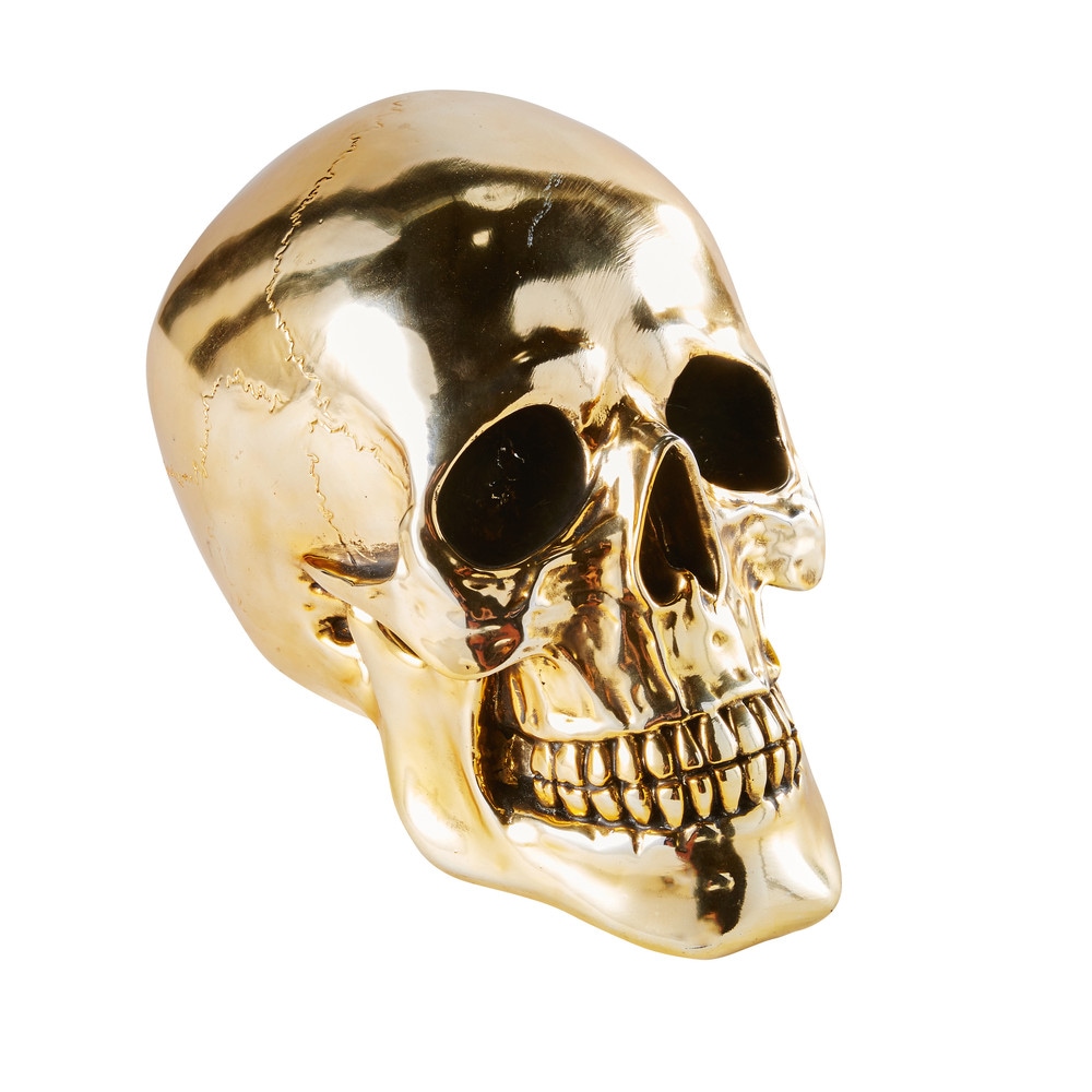 Statuette tête de mort dorée H20 Statuette tête de mort dorée H20