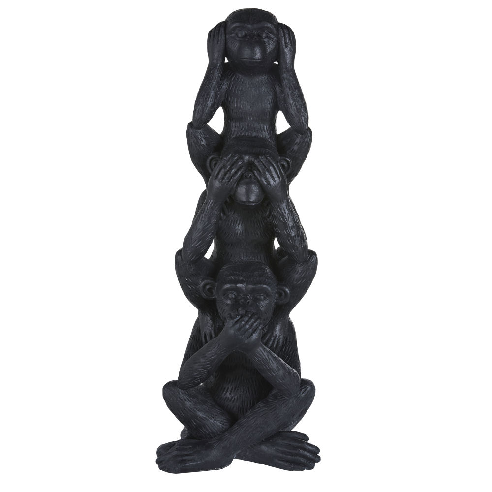 Statuette totem singes sagesse empilés H82