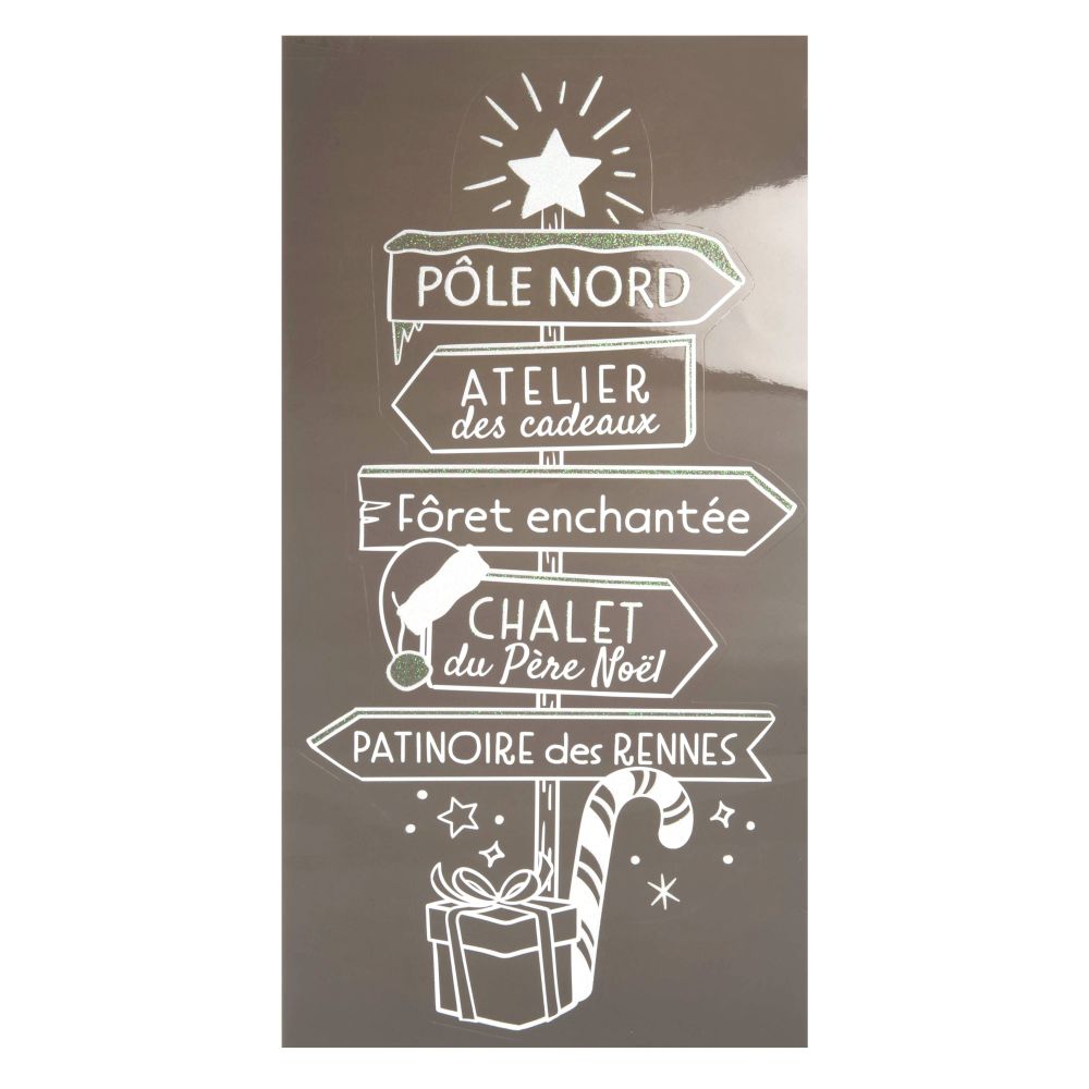 Sticker de Noël pour fenêtre motifs pancartes à paillettes blanches Sticker de Noël pour fenêtre motifs pancartes à paillettes blanches