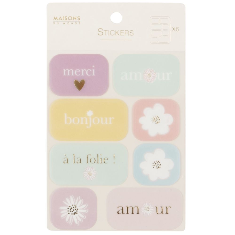 Stickers fleurs et mots (x8)