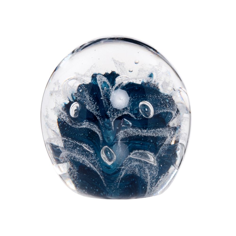 Sulfure en verre et plante bleue H9
