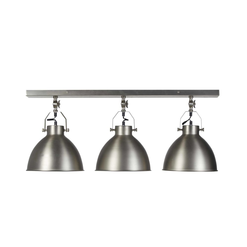 Suspension 3 abat-jours orientables en métal gris argenté Suspension 3 abat-jours orientables en métal gris argenté