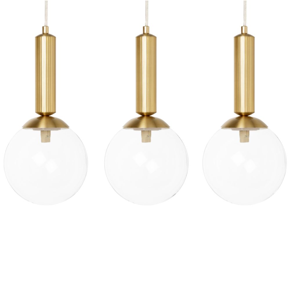 Suspension 3 globes en verre et métal doré
