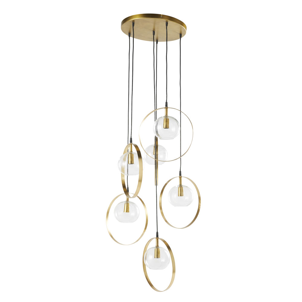 Suspension 6 globes en verre et métal doré Suspension 6 globes en verre et métal doré