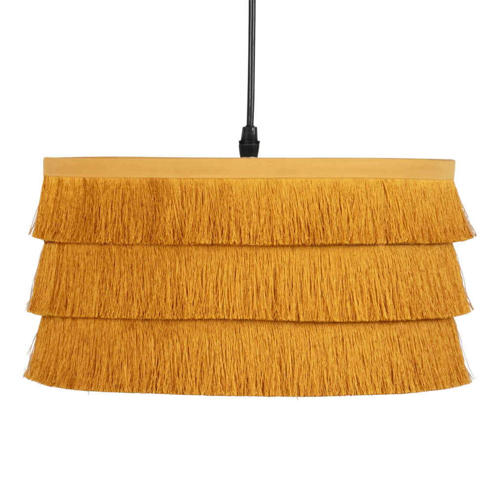 Suspension à franges en coton jaune moutarde Suspension à franges en coton jaune moutarde