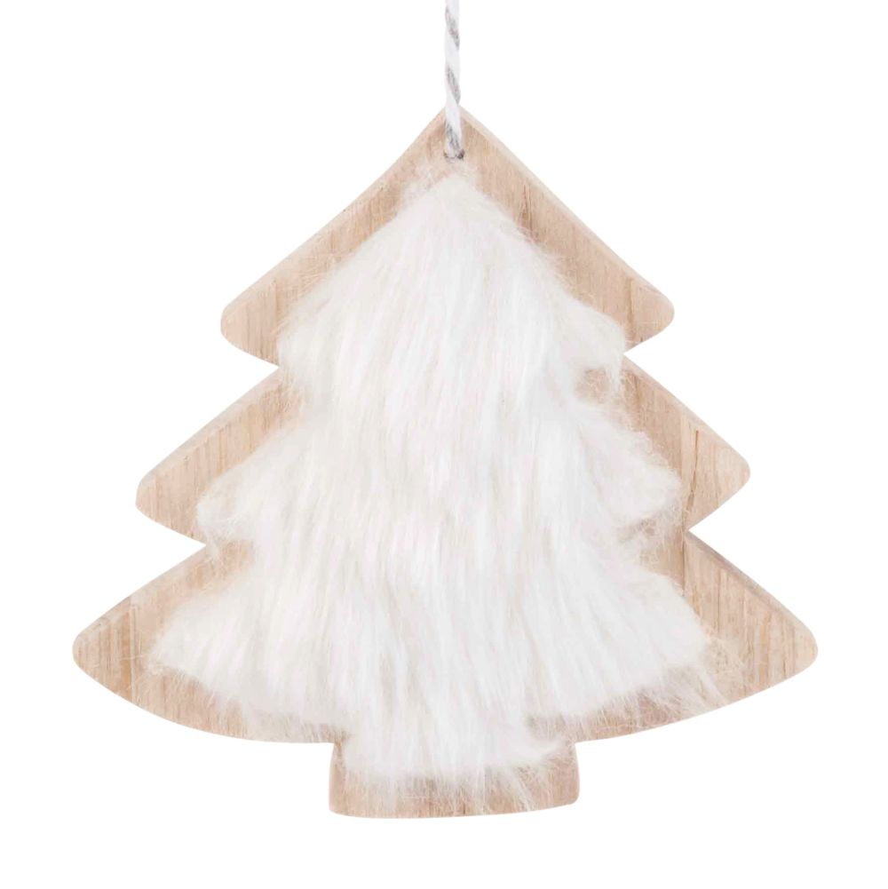 Suspension arbre de Noël imitation fourrure blanche Suspension arbre de Noël imitation fourrure blanche