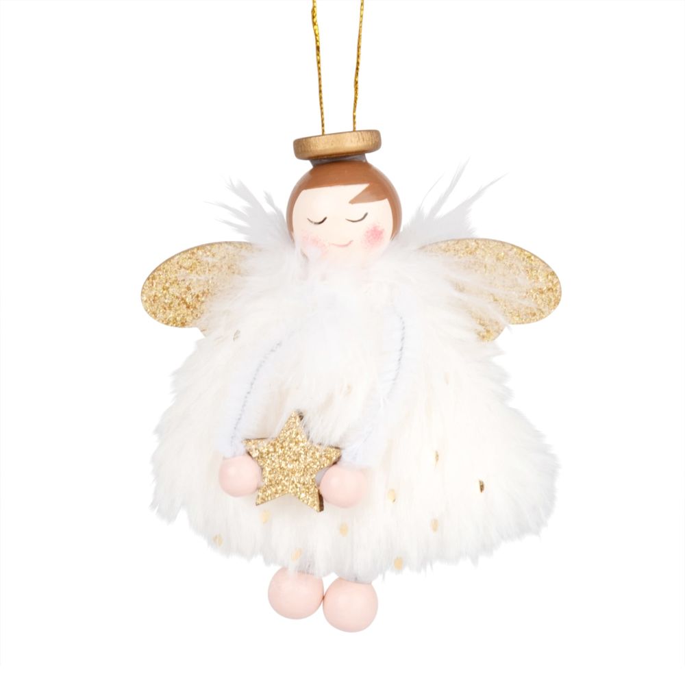 Suspension de Noël ange blanc et doré Suspension de Noël ange blanc et doré
