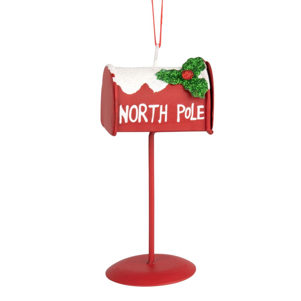 Suspension de Noël boîte aux lettres en métal rouge Suspension de Noël boîte aux lettres en métal rouge