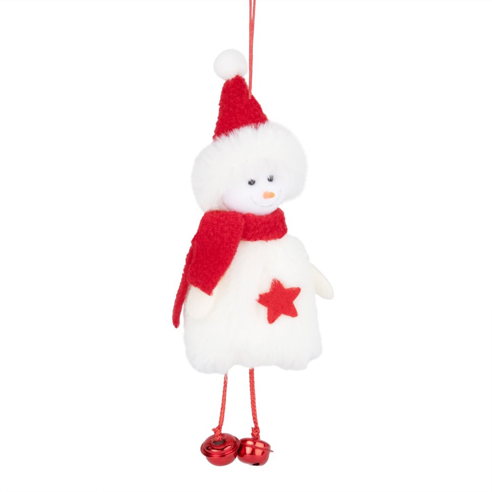 Suspension de Noël bonhomme de neige rouge et blanc Suspension de Noël bonhomme de neige rouge et blanc