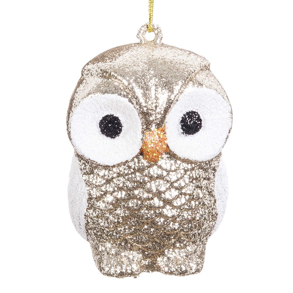 Suspension de Noël chouette beige doré Suspension de Noël chouette beige doré