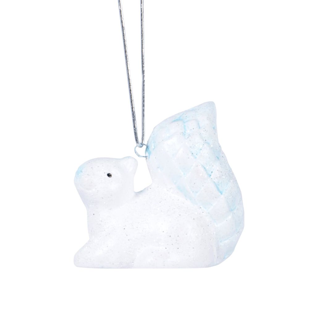 Suspension de Noël écureuil blanc et irisé Suspension de Noël écureuil blanc et irisé