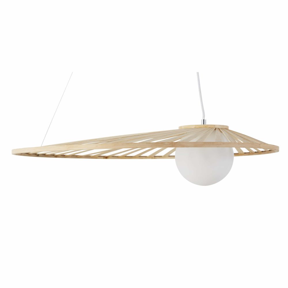 Suspension en bambou et verre en opaline Suspension en bambou et verre en opaline