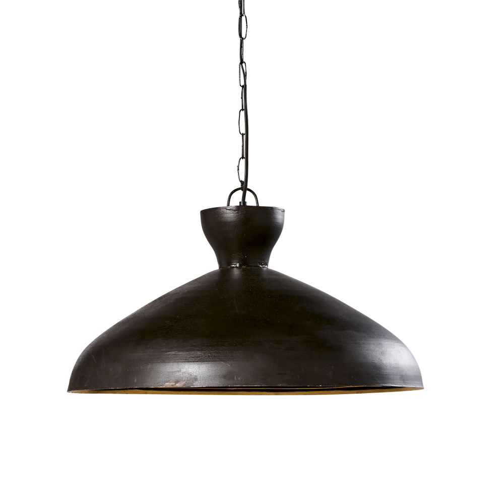 Suspension en métal noir et décor floral peint Suspension en métal noir et décor floral peint