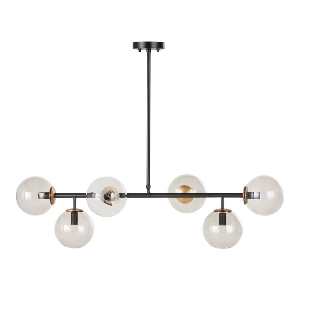 Suspension en métal noir et globes en verre fumé