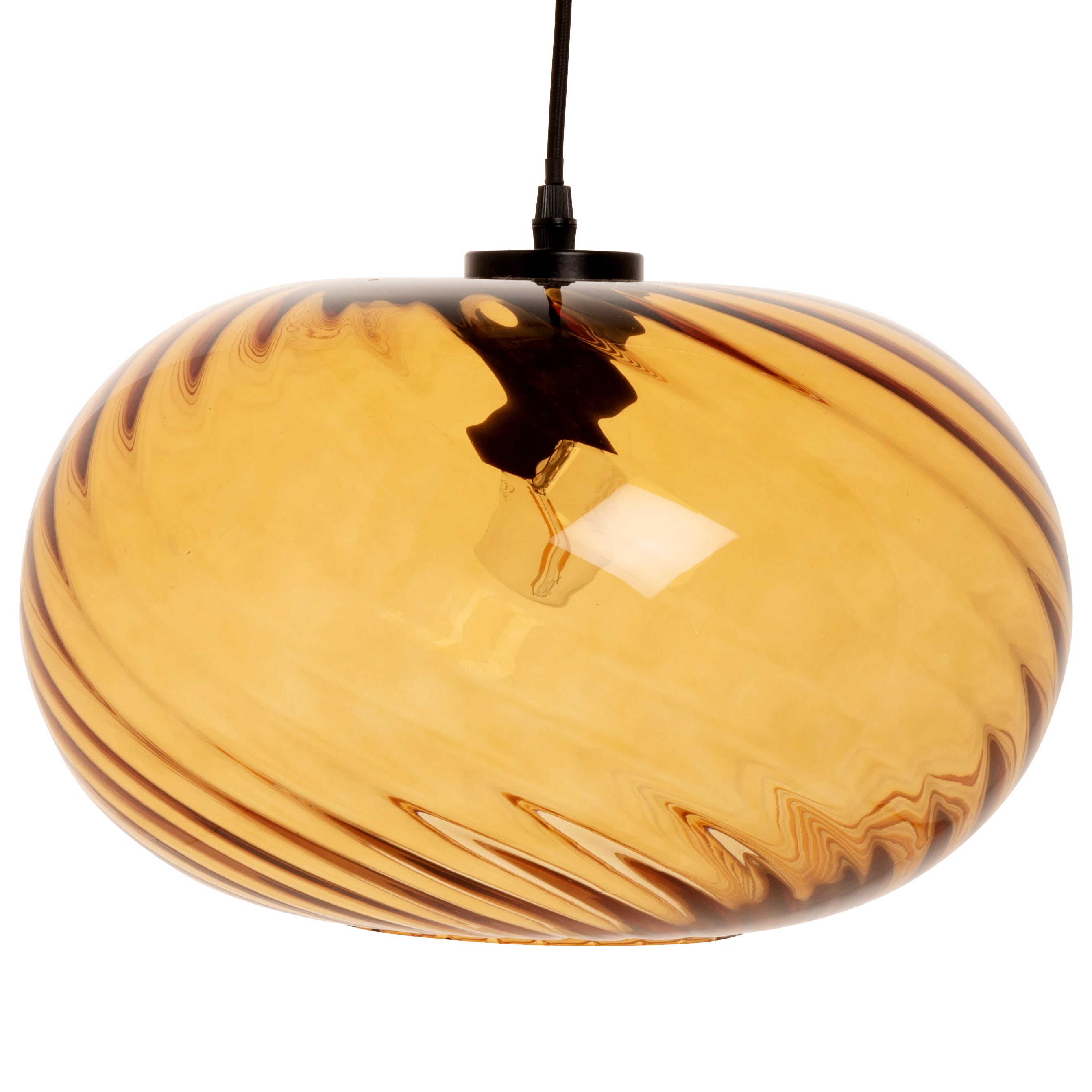 Suspension en verre strié ambré
