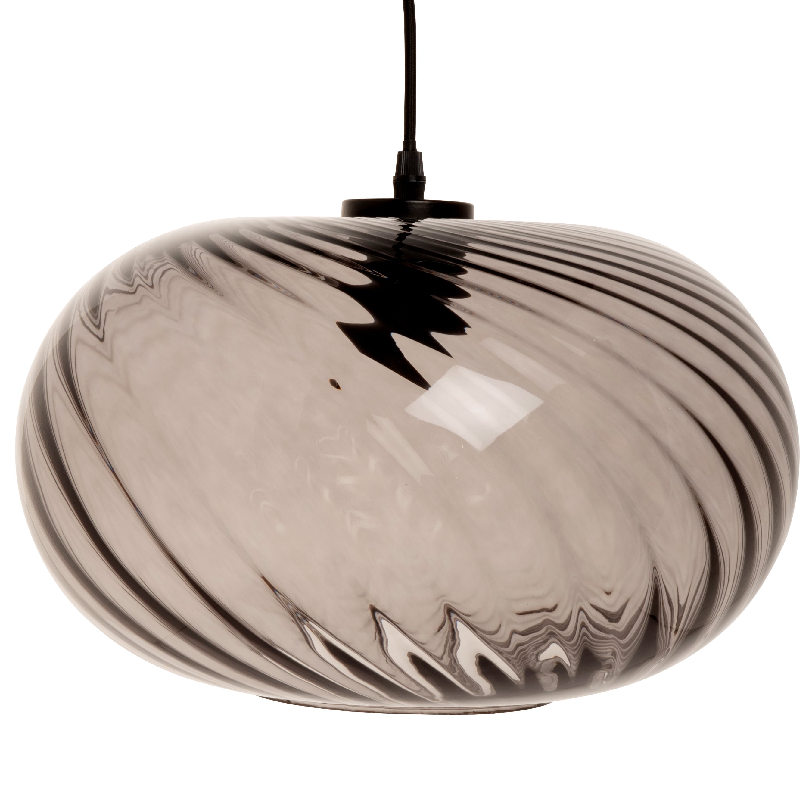 Suspension en verre strié gris foncé