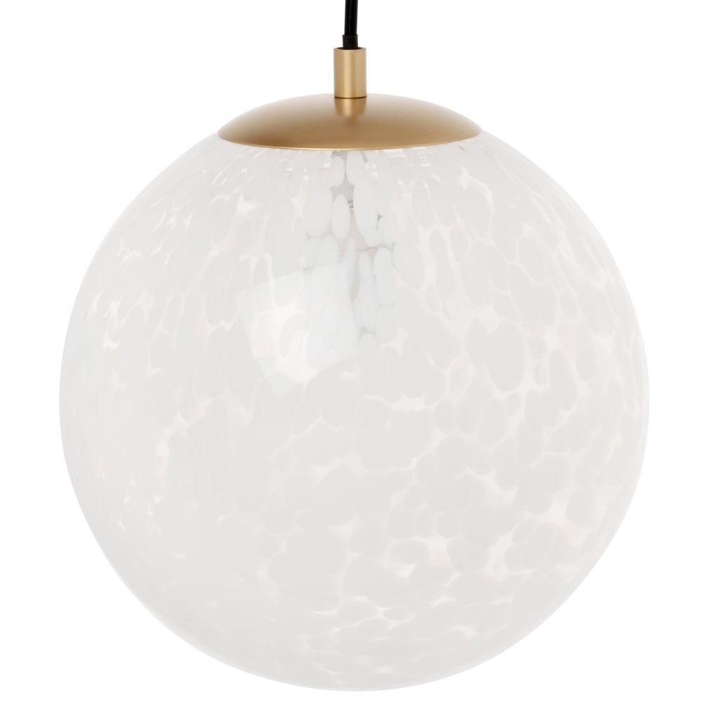 Suspension globe en verre teinté blanc et métal doré