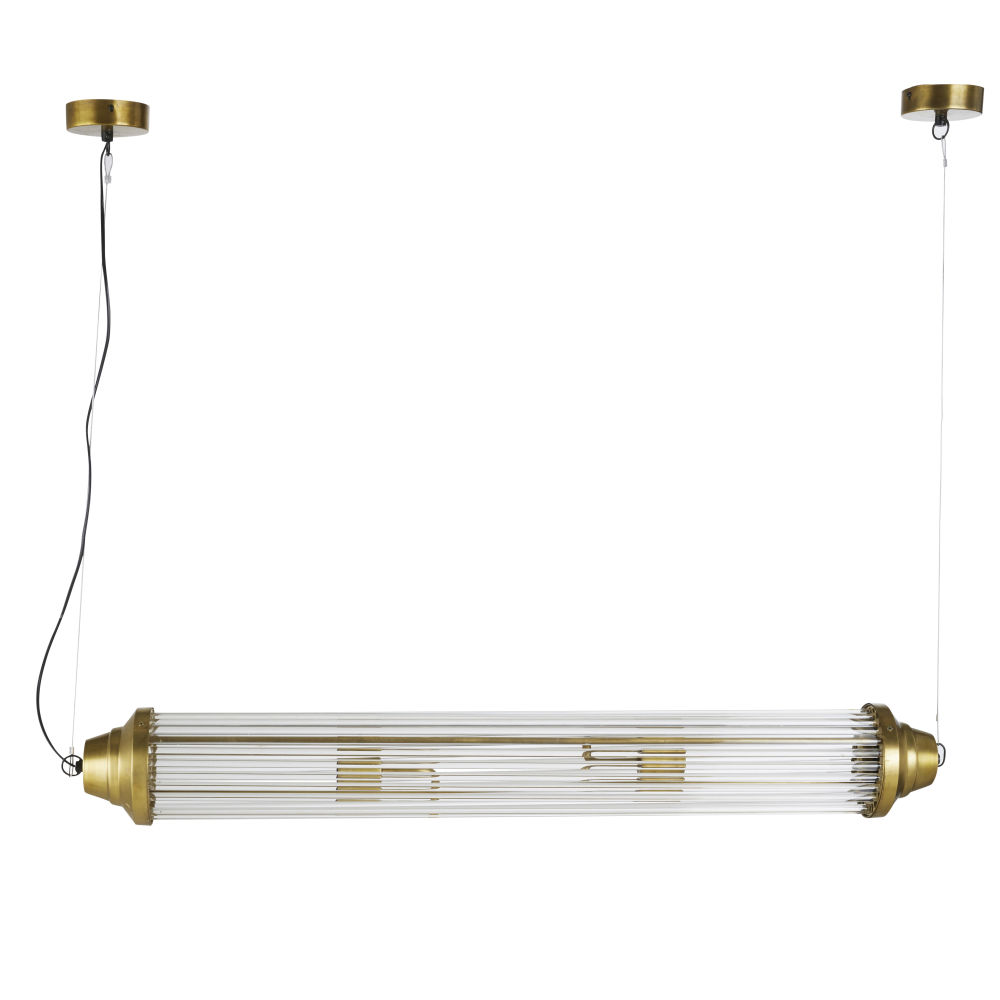Suspension indus tube en verre et mÃ©tal dorÃ©
