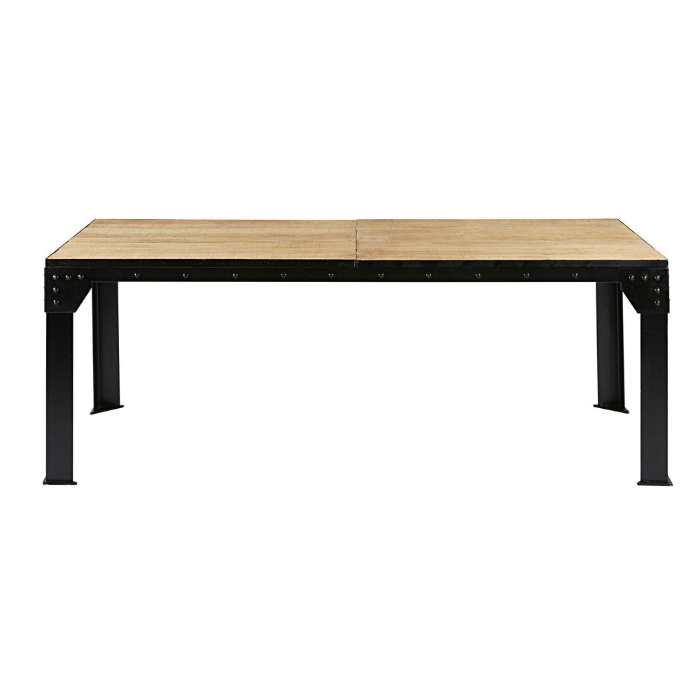 Table à manger extensible 8 à 12 personnes en manguier et métal L200/280 Table à manger extensible 8 à 12 personnes en manguier et métal L200/280
