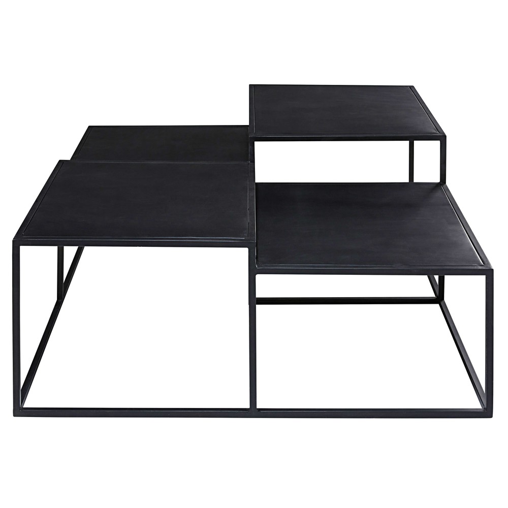 Table basse 4 plateaux en mÃ©tal noir