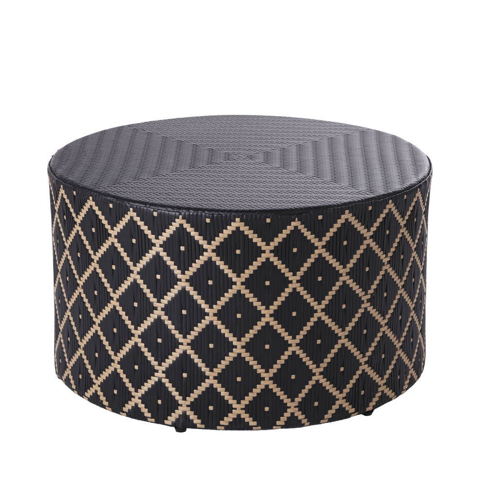Table basse de jardin cylindrique en résine bicolore