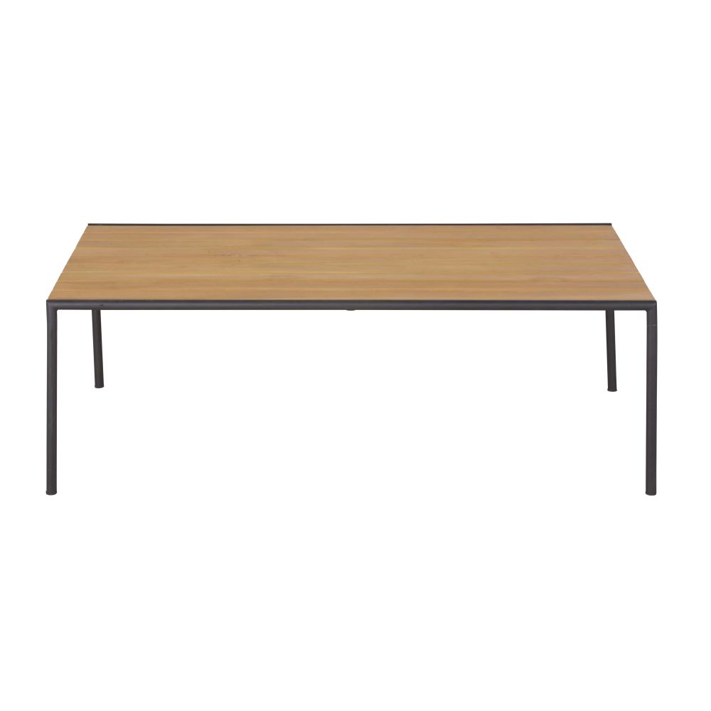 Table basse de jardin en bois de teck et acier noir