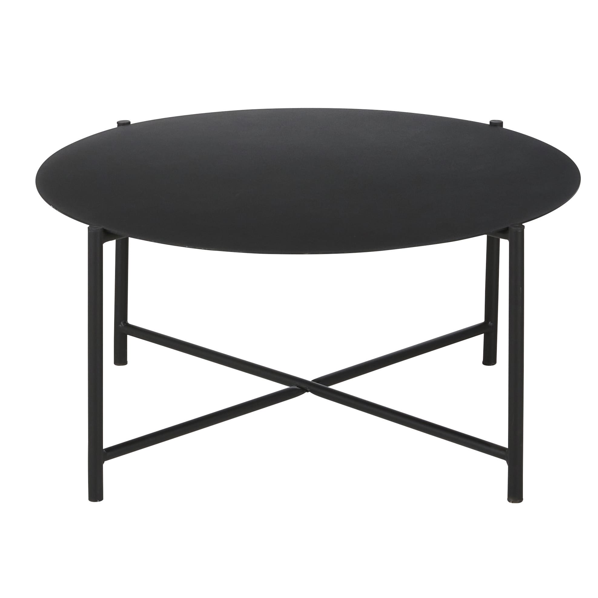 Table basse de jardin ronde en acier noir D74