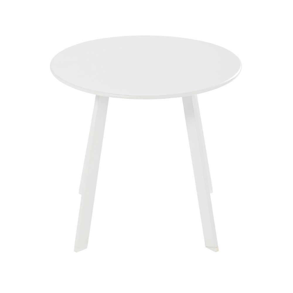Table basse de jardin ronde en métal blanc