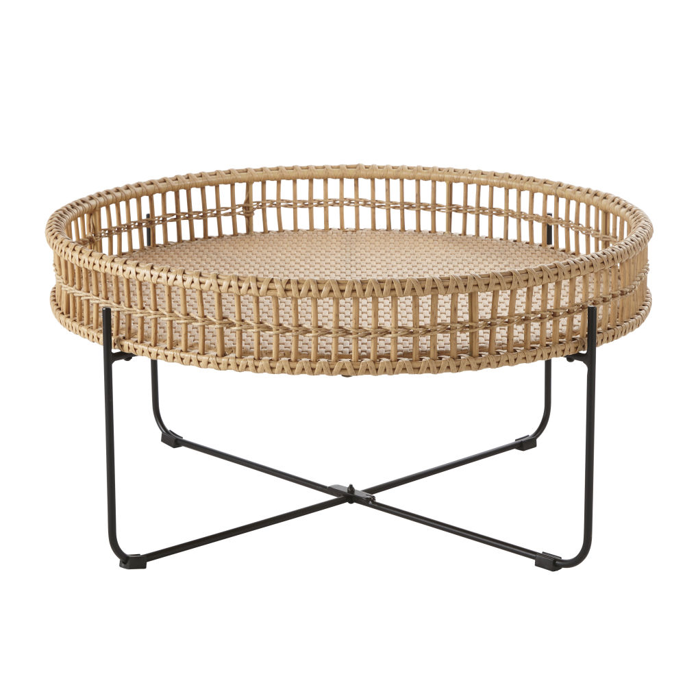 Table basse de jardin ronde en résine imitation rotin Table basse de jardin ronde en résine imitation rotin