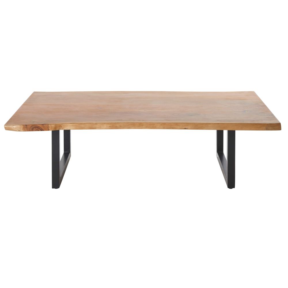 Table basse en acacia et métal noir