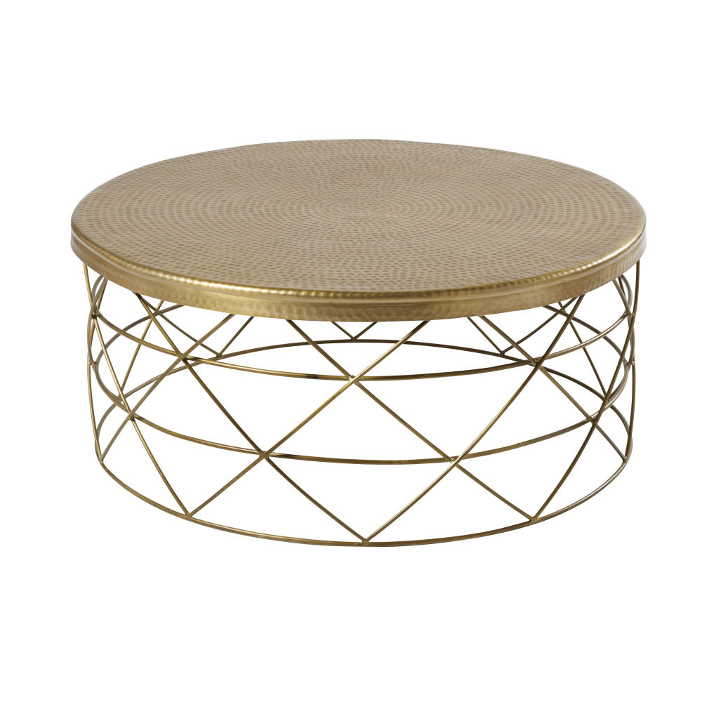 Table basse en aluminium et métal doré Table basse en aluminium et métal doré