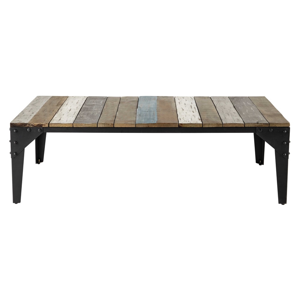 Table basse en manguier et mÃ©tal