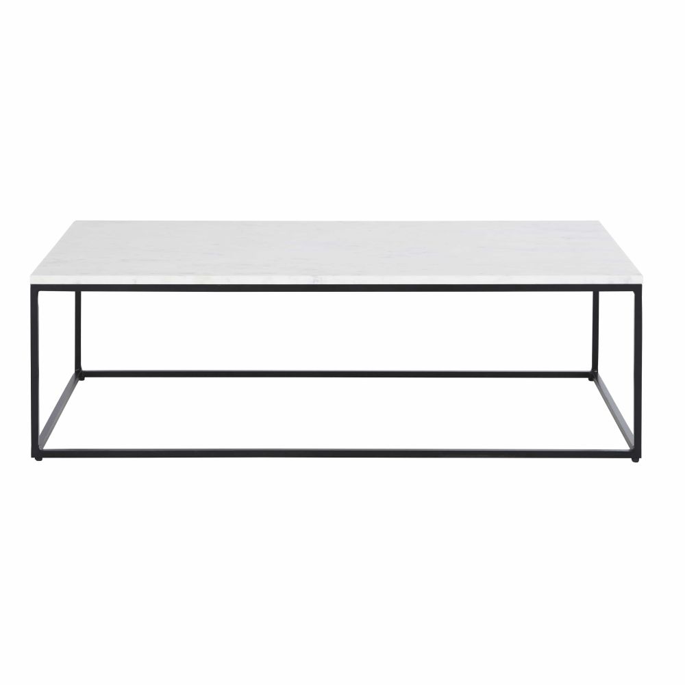 Table basse en marbre blanc et mÃ©tal noir