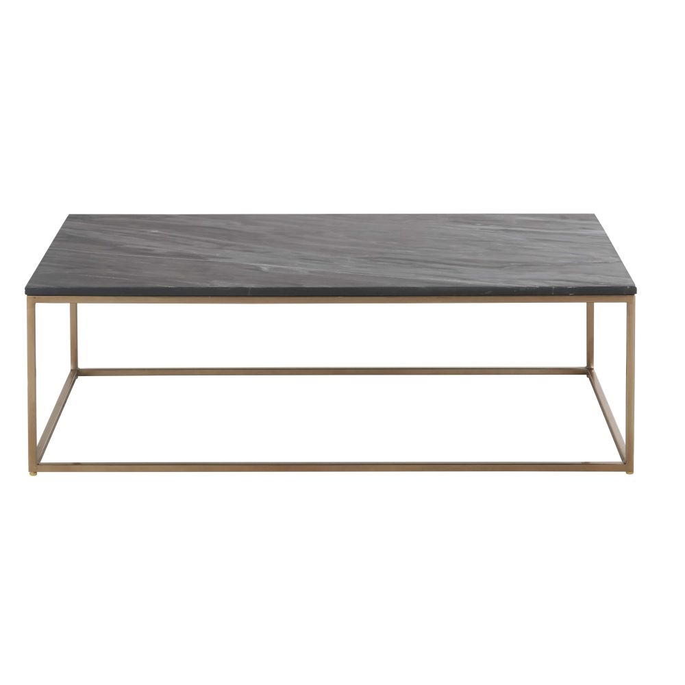 Table basse en marbre noir et métal coloris laiton