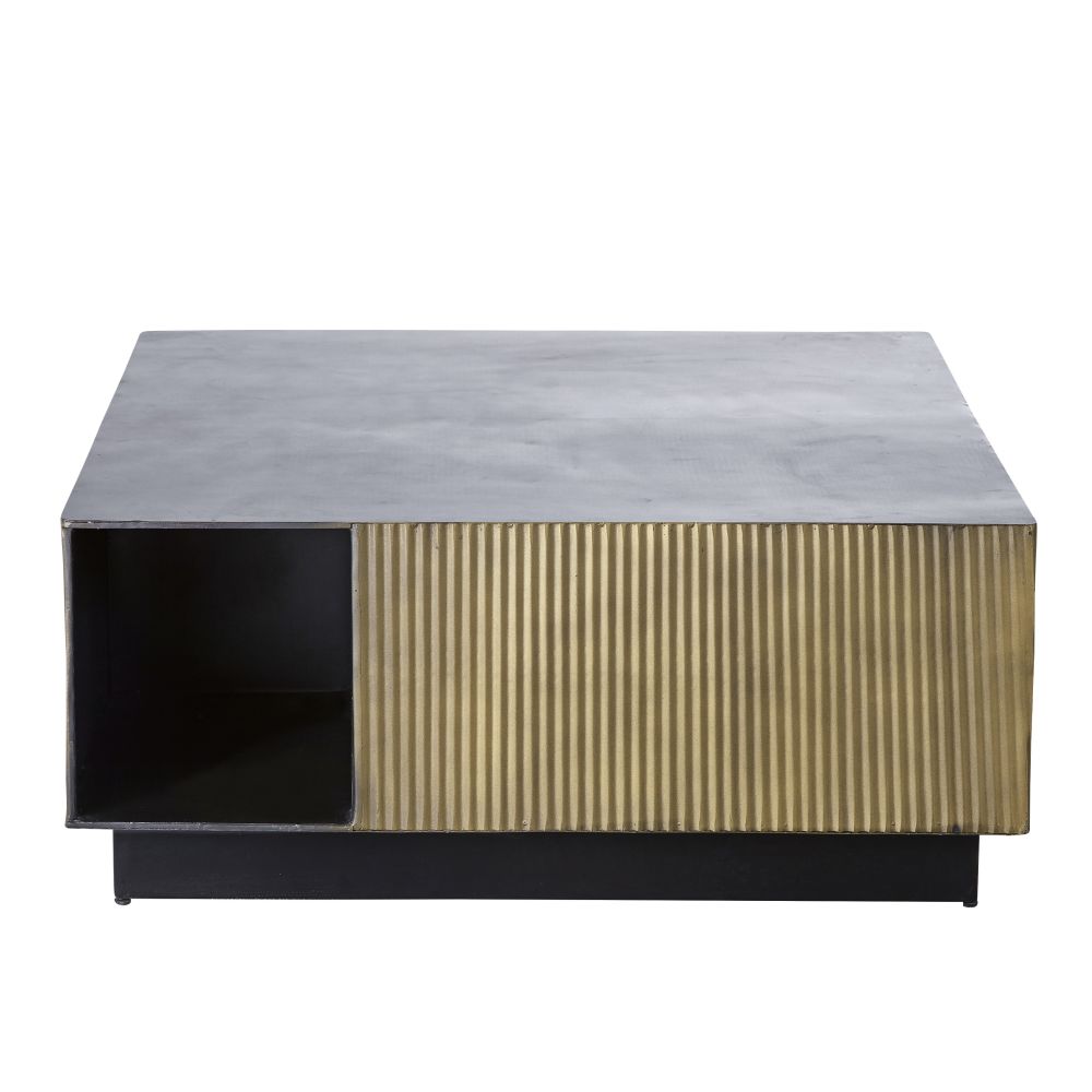 Table basse en mÃ©tal ondulÃ© coloris laiton et noir