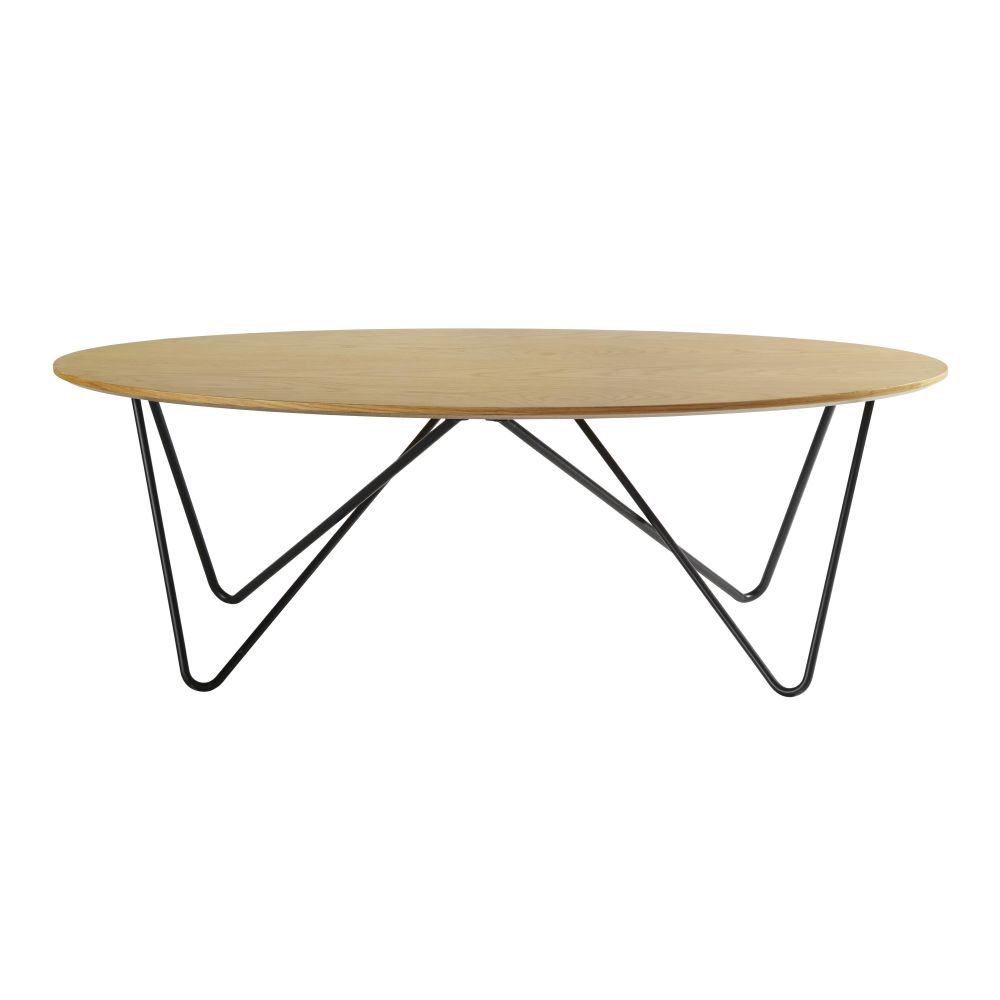 Table basse ovale pieds en métal noir