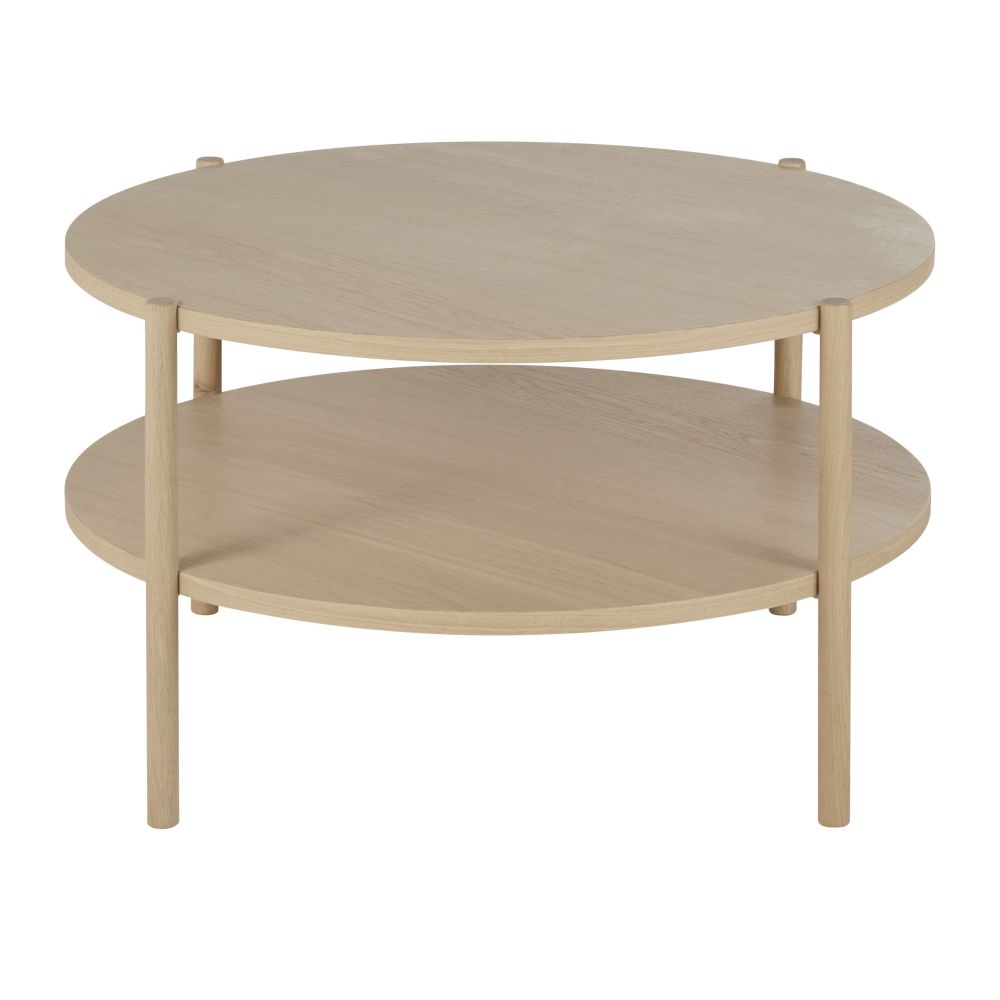 Table basse ronde, double plateau en chêne beige D91