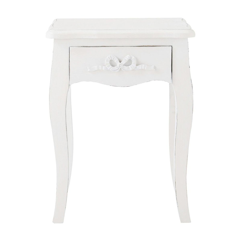 Table de chevet avec tiroir en bois blanc L 40 cm