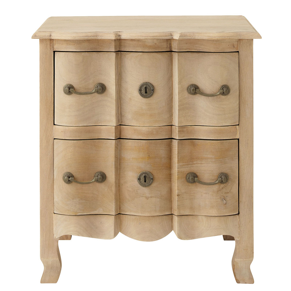Table de chevet avec tiroirs en manguier et acacia Table de chevet avec tiroirs en manguier et acacia