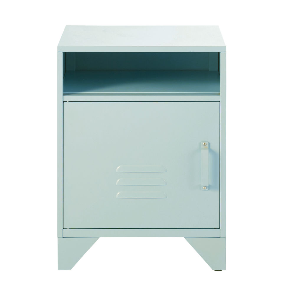Table de chevet en métal bleu pastel (photo) Table de chevet en métal bleu pastel