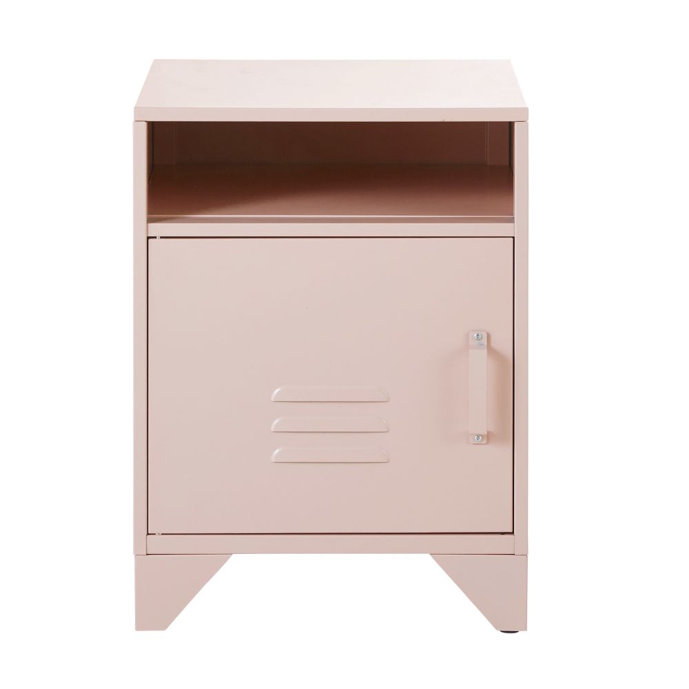 Table de chevet en métal rose pastel (photo) Table de chevet en métal rose pastel