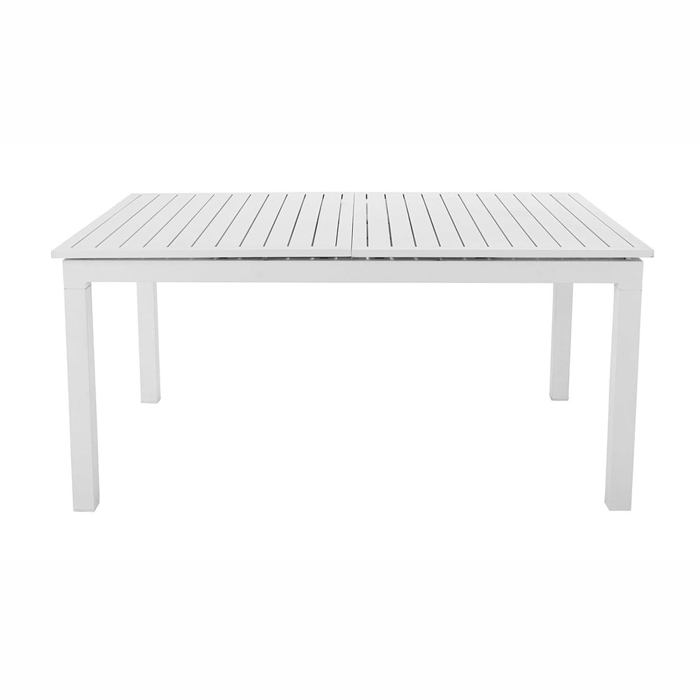 Table de jardin à rallonge en aluminium blanche L 160 à L 210 cm (photo) Table de jardin à rallonge en aluminium blanche L 160 à L 210 cm